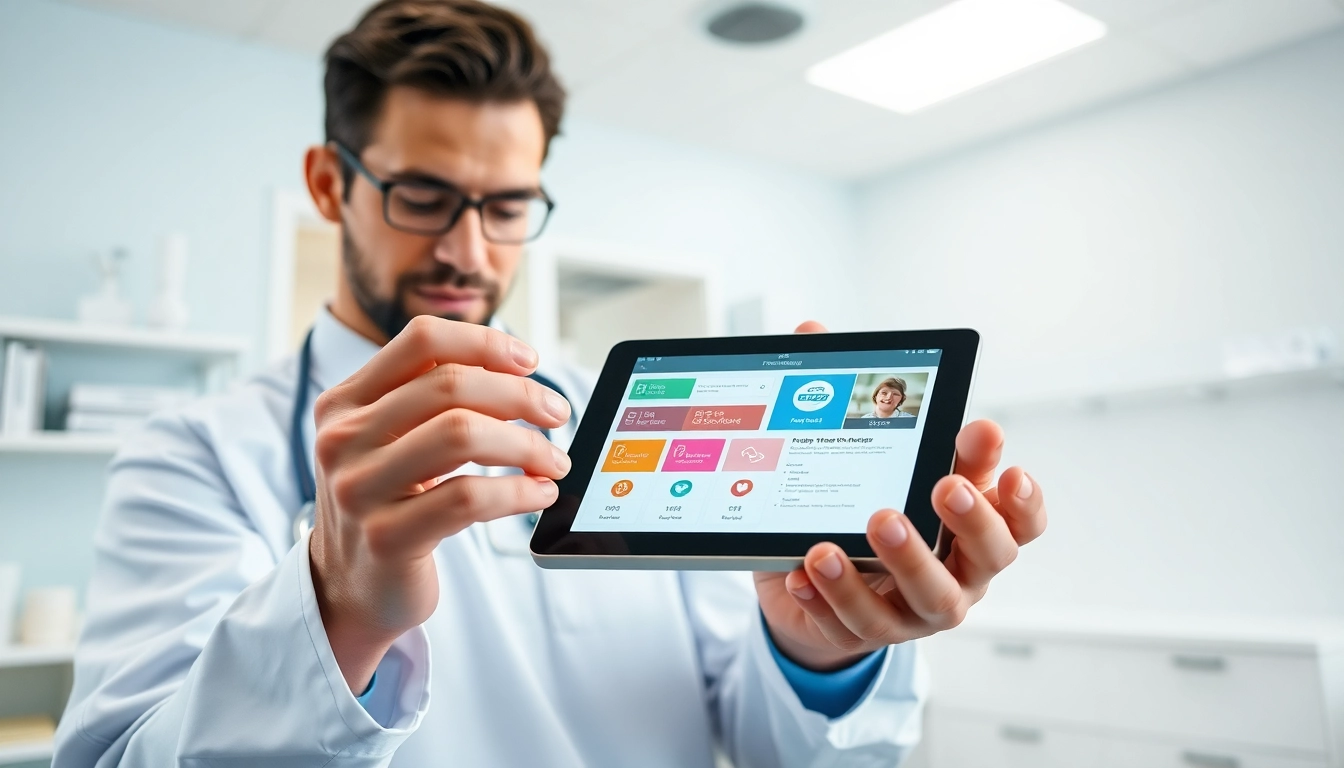 Showcase of best eprescription apps on a tablet in a modern healthcare setting.