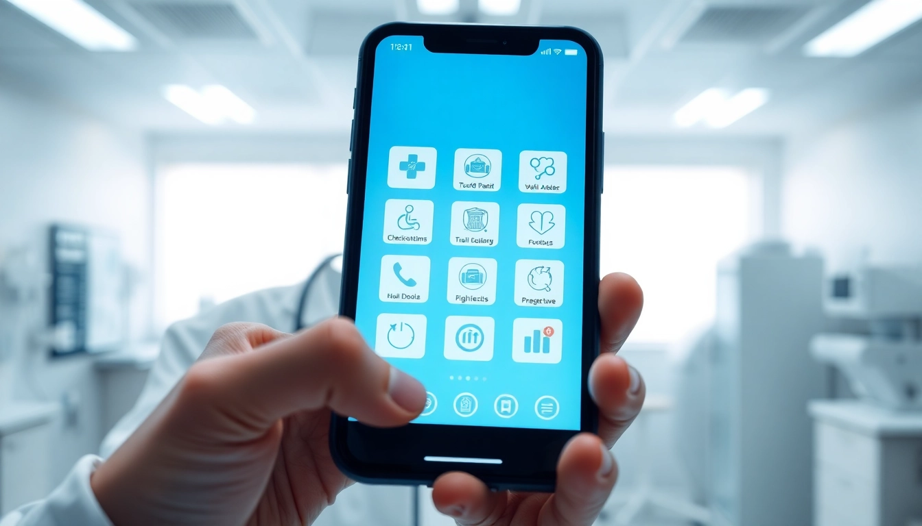 Interact with top rated prescription applications on a smartphone in a professional clinic.